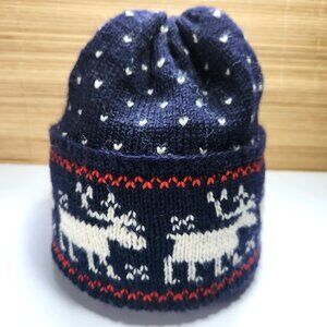 Vintage Norsk Husflid Hand Knit Beanie Hat Unisex Adult 100% Pure Virgin Wool